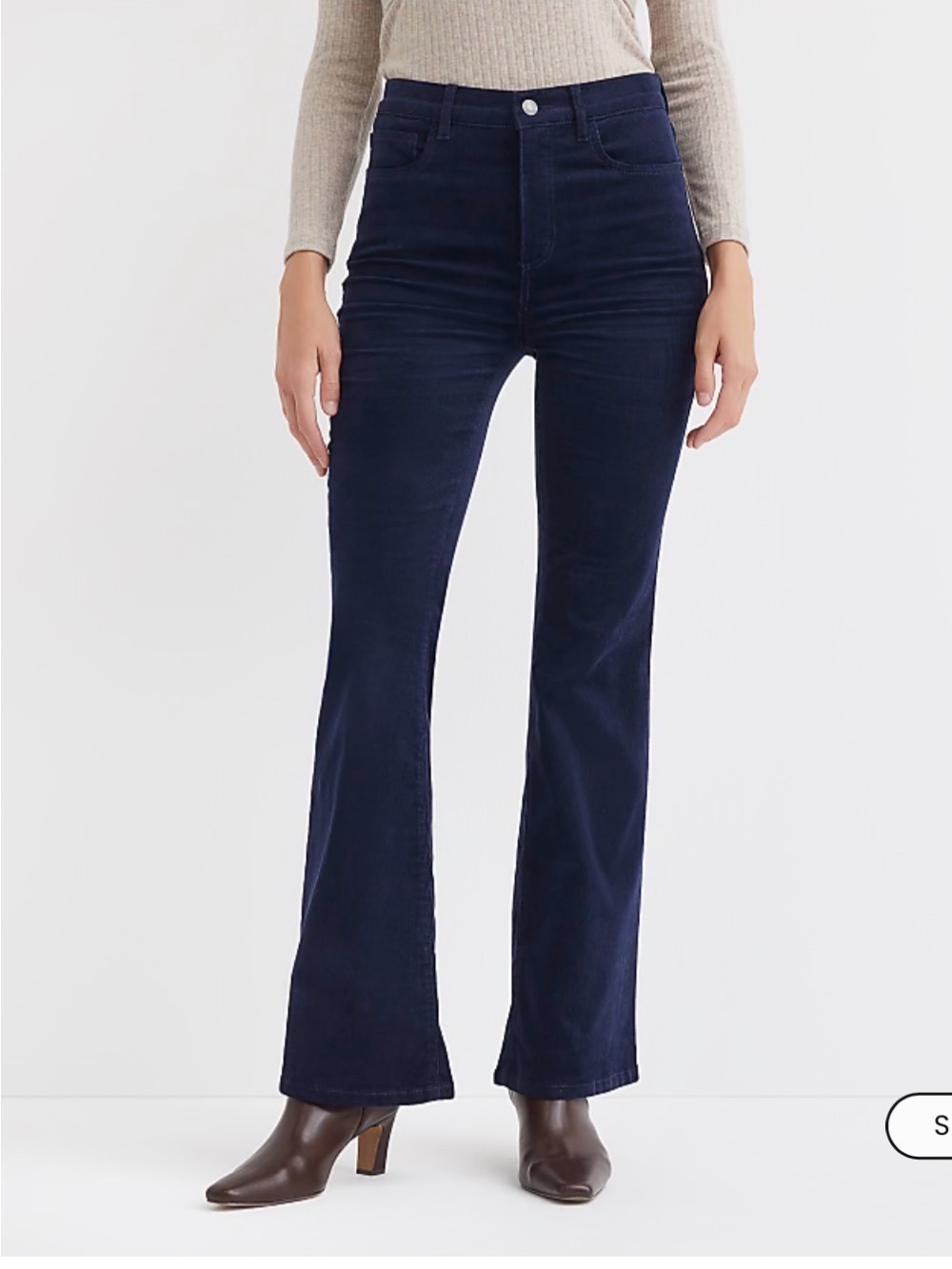NWOT - LOFT High-Rise Flare Jeans in Navy corduroy
